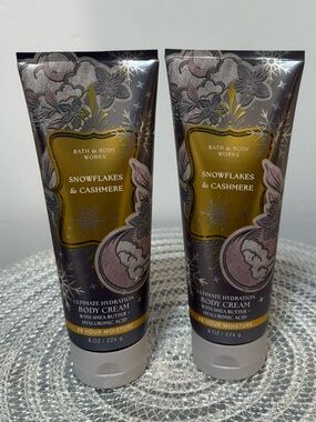 BBW Snowflakes and Cashmere Body Cream Set of 2 NWT